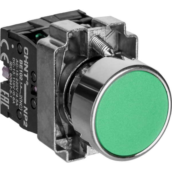 Кнопка управления CHINT NP2-BA35, зеленая, 1NO+1NC, Ø 22 мм, IP40