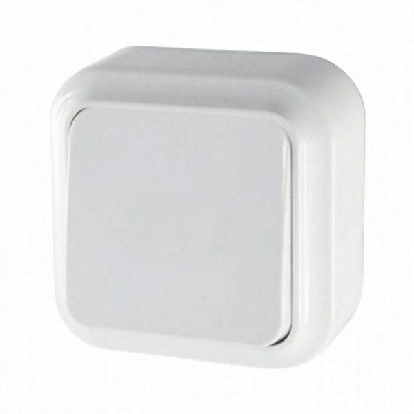 Выключатель 1-клавишный ПРАЛЕСКА А16-131 6А 250V накладной белый IP20 Bylectrica