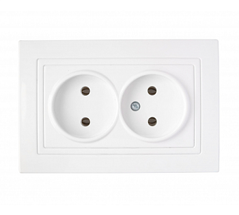 Розетка 2-местная Bylectrica УЮТ РС16-343, 16 А, 250 В, без заземлениия, белый
