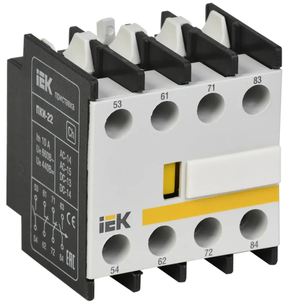 Приставка ПКИ-22 2NO+2NC доп.контакты для контакторов КМИ/КТИ IEK