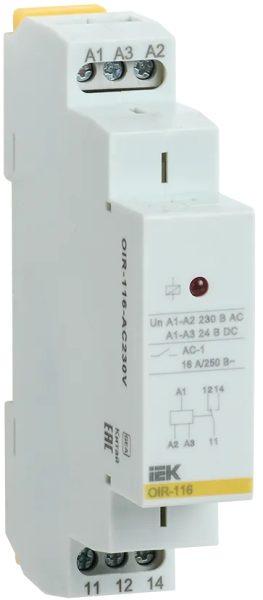 Реле промежуточное модульное OIR-116 16А 1SPDT Uупр=230/24V AC/DC IEK