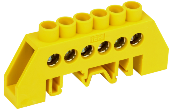 Шина PE "земля" ШНИ-8х12-6-КС-Ж 125А 6хМ4 DIN-изолятор "Стойка" желтый IEK
