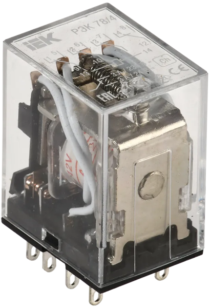 Реле промежуточное РЭК78/4(MY4) 4SPDT 3А Uупр=12VAC с индикацией IEK