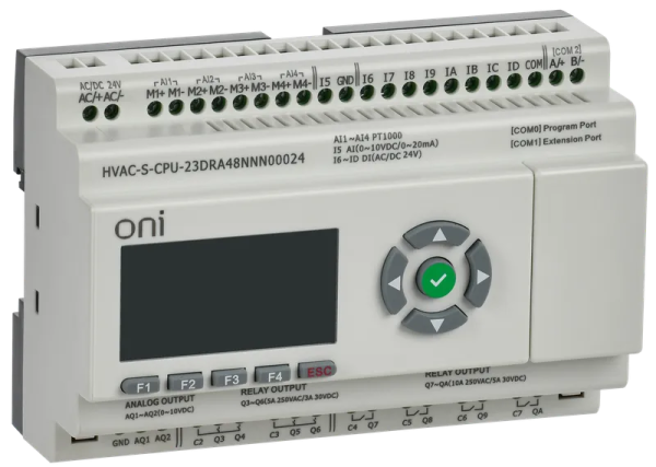 ПЛК для систем вентиляции HVAC S ЦПУ 8DI 8DO 1AI 4PT 2AO LED дисплей RS485 24В DC