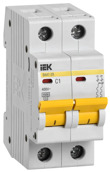 Автоматический выключатель ВА47-29 2Р 1А 4.5кА С IEK