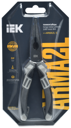 Тонкогубцы ARMA2L5 K4 160мм двухкомпонентная рукоятка IEK
