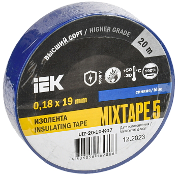 Изолента MIXTAPE5 0.18х19мм 5кВ синяя 20м (-30..+50С) IEK