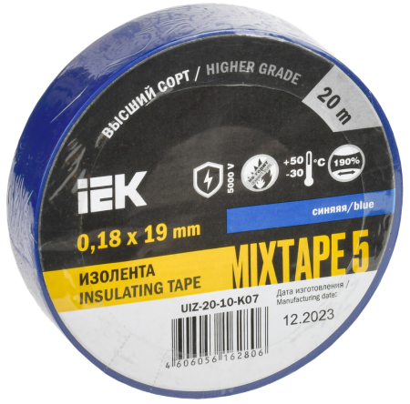 Изолента MIXTAPE5 0.18х19мм 5кВ синяя 20м (-30..+50С) IEK
