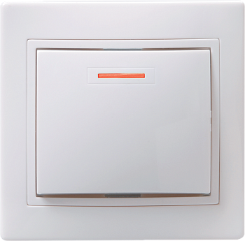 Выключатель 1-клавишный KVARTA ВС10-1-1-КБ, 10 А, 250 В, индикация, белый, GENERICA