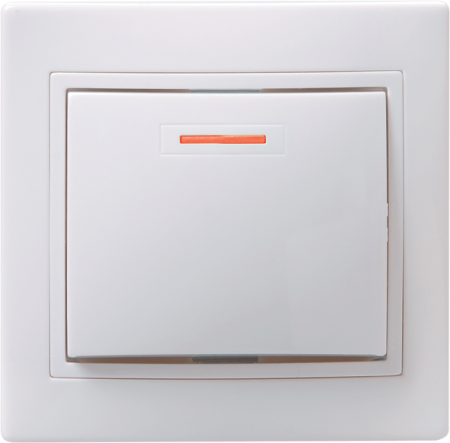 Выключатель 1-клавишный KVARTA ВС10-1-1-КБ, 10 А, 250 В, индикация, белый, GENERICA