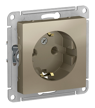 Розетка 1-местная AtlasDesign, 16 А, с заземлением, шампань