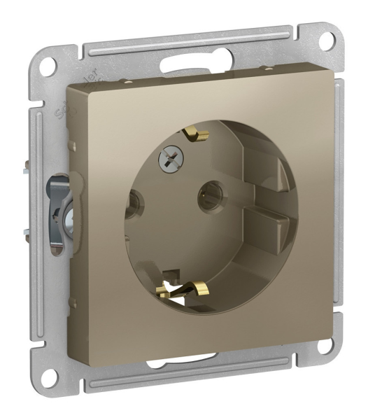 Розетка 1-местная AtlasDesign, 16 А, с заземлением, шампань