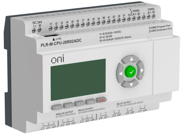 Микро ПЛК PLR-M CPU1606 16DI/6AO 24VDC 2хRS485 Ethernet SD карта экран ONI
