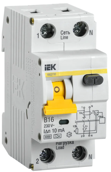 Автоматический выключатель дифференциального тока АВДТ32 B16 10мА IEK