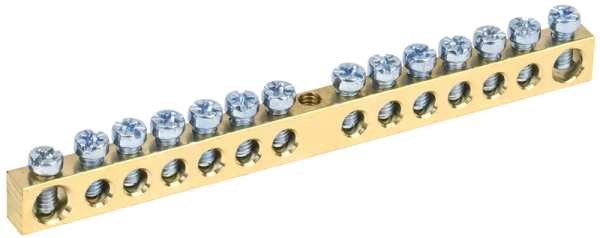 Шина PEN "земля-ноль" 6х9мм 14/1 100А 14хМ4 крепеж по центру IEK