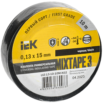 Изолента MIXTAPE3 0.13х15мм 5кВ черная 10м (-30..+50С) IEK