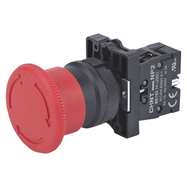 Кнопка управления "Грибок" NP2-ES542 1NC красная с фиксацией (поворотная) IP40 CHINT