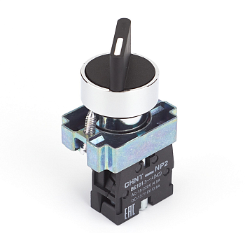 Переключатель CHINT NP2-BD21, 2 положения I–O, 1NO, Ø22 мм, IP40