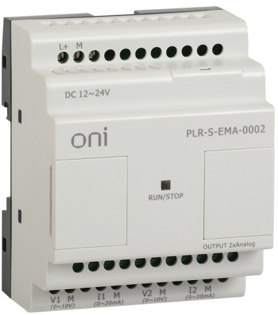 Модуль расширения ONI PLR-S, 2 AO, 0–10 В / 0–20 мА, 12–24 В DC