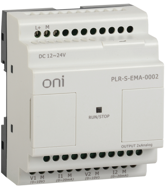 Модуль расширения ONI PLR-S, 2 AO, 0–10 В / 0–20 мА, 12–24 В DC