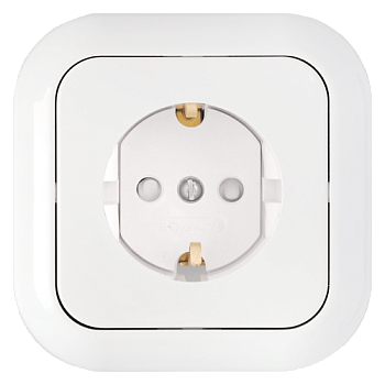 Розетка 1-местная Bylectrica ГАРМОНИЯ РС16-253, 16 А, 250 В, с заземлением, шторки, белый