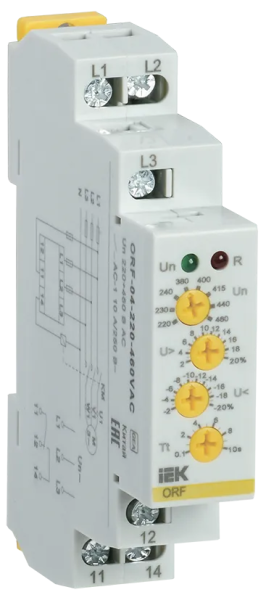 Реле контроля фаз ORF-04 3L 10А Uконтр=220-460VAC 1SPDT регулируемое IEK