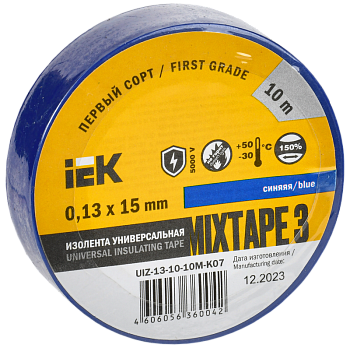 Изолента MIXTAPE3 0.13х15мм 5кВ синяя 10м (-30..+50С) IEK