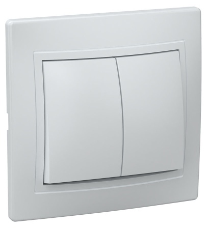 Выключатель 2-клавишный KVARTA ВС10-2-0-КБ, 10 А, 250 В, белый, GENERICA