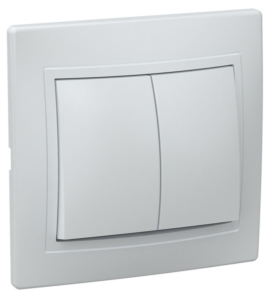 Выключатель 2-клавишный KVARTA ВС10-2-0-КБ, 10 А, 250 В, белый, GENERICA