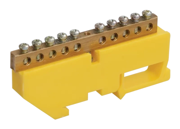 Шина PE "земля" ШНИ-6х9-10-Д-Ж 100А 10хМ4 на DIN-изоляторе желтый IEK