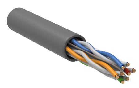Витая пара ITK U/UTP, Cat.6, 4х2х23 AWG, solid, PVC, 305 м, серый
