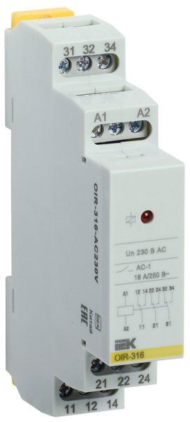 Реле промежуточное модульное IEK OIR-316, 3 перекидных, 230 В AC, 16 А