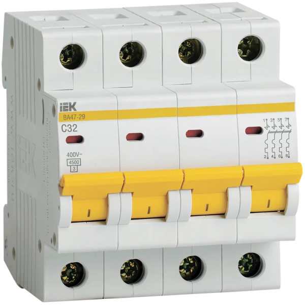Автоматический выключатель ВА47-29 4Р 32А 4.5кА С IEK