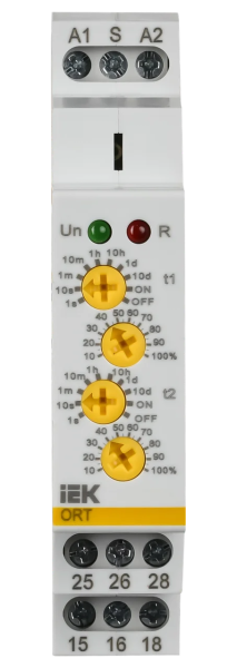 Реле задержки включения ORT-2T 2SPDT 8А Uупр=12-240V AC/DC (две независимымые уставки) IEK