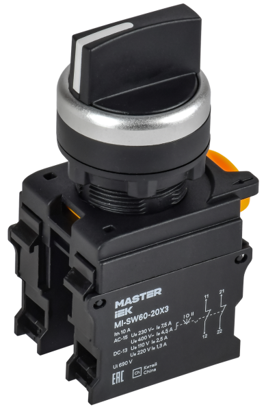 Переключатель MASTER-20X3 на 3 положения "I-O-II" 2NO 660V черный IP54 IEK