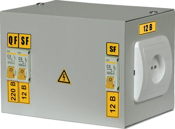 Ящик с понижающим трансформатором IEK ЯТП-0.25, 230/12 В, 0.25 кВа, 1 линия, УХЛ4, IP30