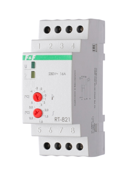 Регулятор температуры RT-821 16А U=24/264 AC/DC (tуст.=-4...+5°С) 1SPDT IP44 F&F