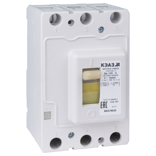 Автоматический выключатель силовой ВА57-35-340010 16А 3.5кА уст.10хIn 690В УХЛ3 КЭАЗ