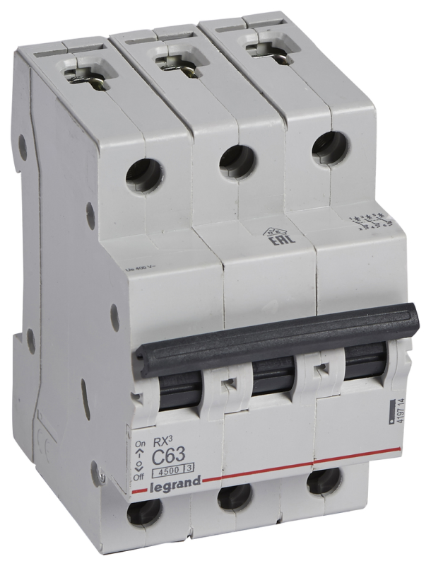 Автоматический выключатель Legrand RX3, 3Р, 63 А, 4.5 кА, С