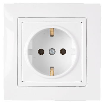 Розетка 1-местная Bylectrica УЮТ РС16-339, 16 А, 250 В, с заземлением, белый