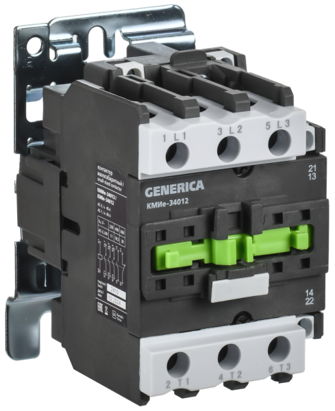 Контактор GENERICA КМИе-34012, 3Р, 40 А, 18.5 кВт, катушка 400 В АС, 1NO+1NC — фото, характеристики