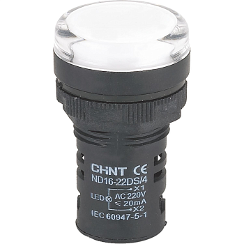 Лампа светосигнальная ND16-22DS/4 230V AC/DC d22мм белый IP40 CHINT