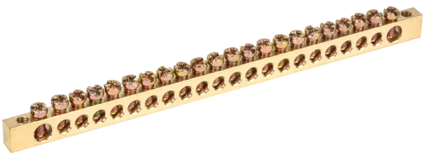 Шина PEN "земля-ноль" 6х9мм 22/2 100А 22хМ4 крепеж по краям IEK