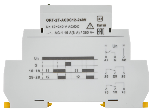 Реле задержки включения ORT-2T 2SPDT 8А Uупр=230VAC (две независимымые уставки) IEK