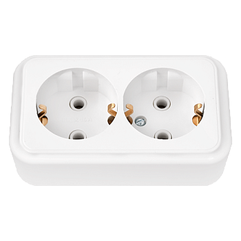 Розетка 2-местная ПРАЛЕСКА РА16-261 16А 2Р+РЕ 250V накладная белый IP20 Bylectrica
