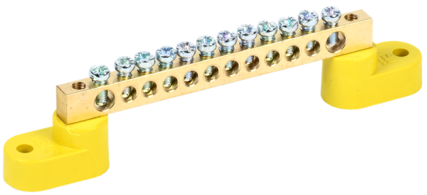 Шина PE "земля" ШНИ-6х9-12-У2-Ж 100А 12хМ4 на двух угловых изоляторах желтый IEK