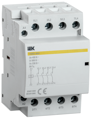Контактор модульный КМ63-40М 4Р 63А АС-7 4NO Uупр=230V AC/DC IEK — фото, характеристики
