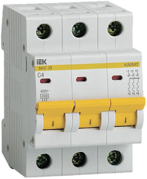 Автоматический выключатель ВА47-29 3Р 4А 4.5кА С IEK